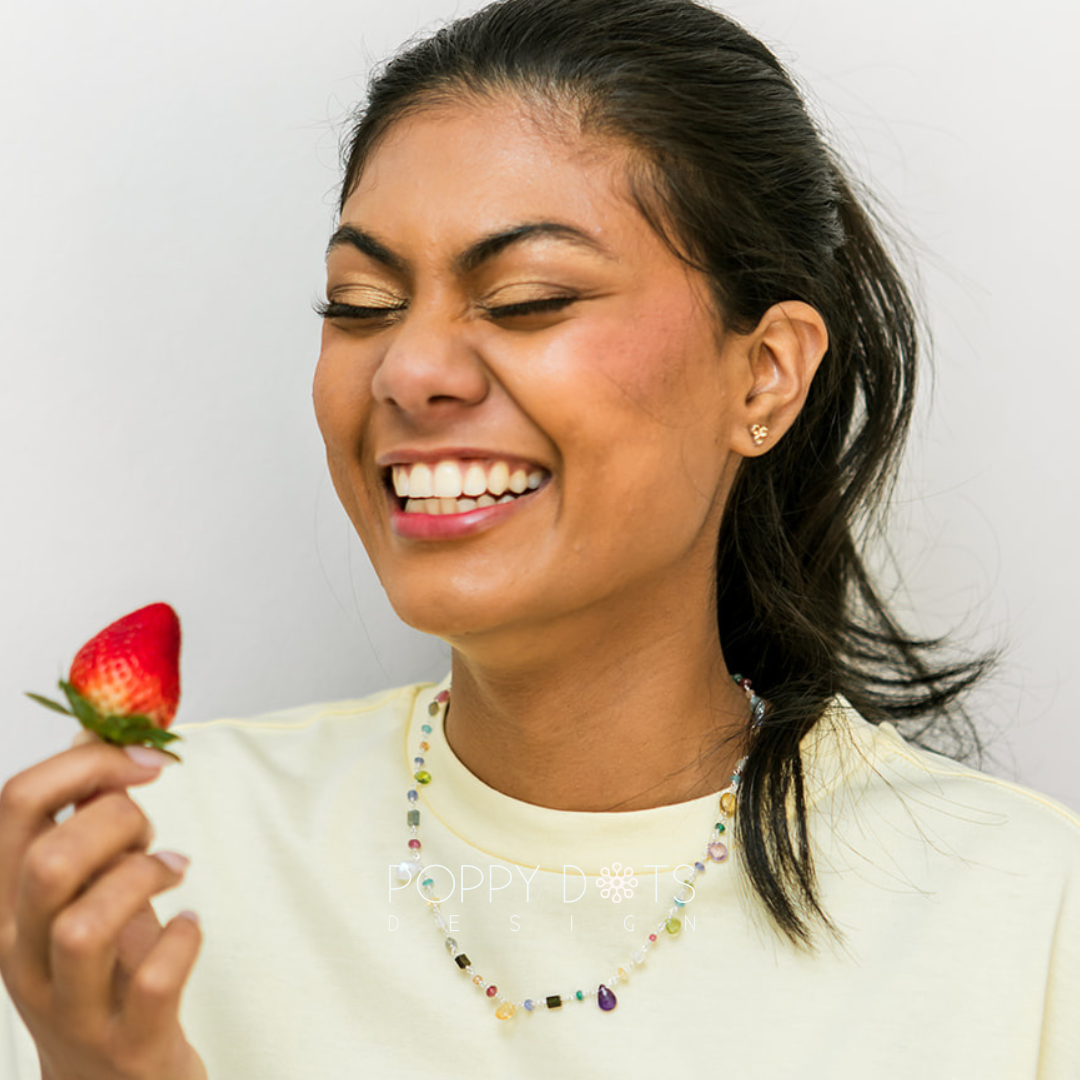 Sterling Silver Multicolour Happy Gemstone Necklace