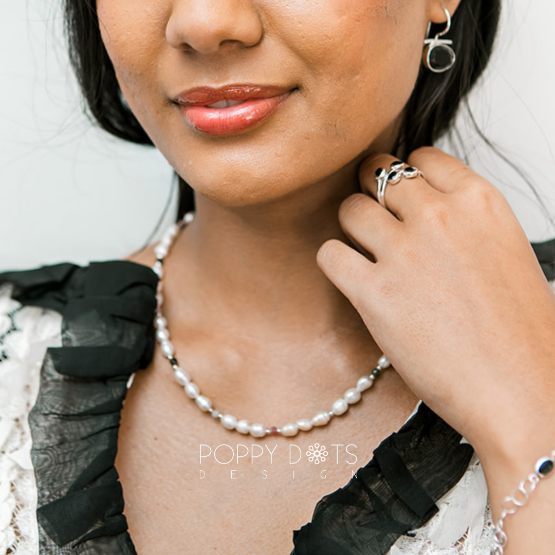 Sterling Silver Modern Black Onyx Earrings