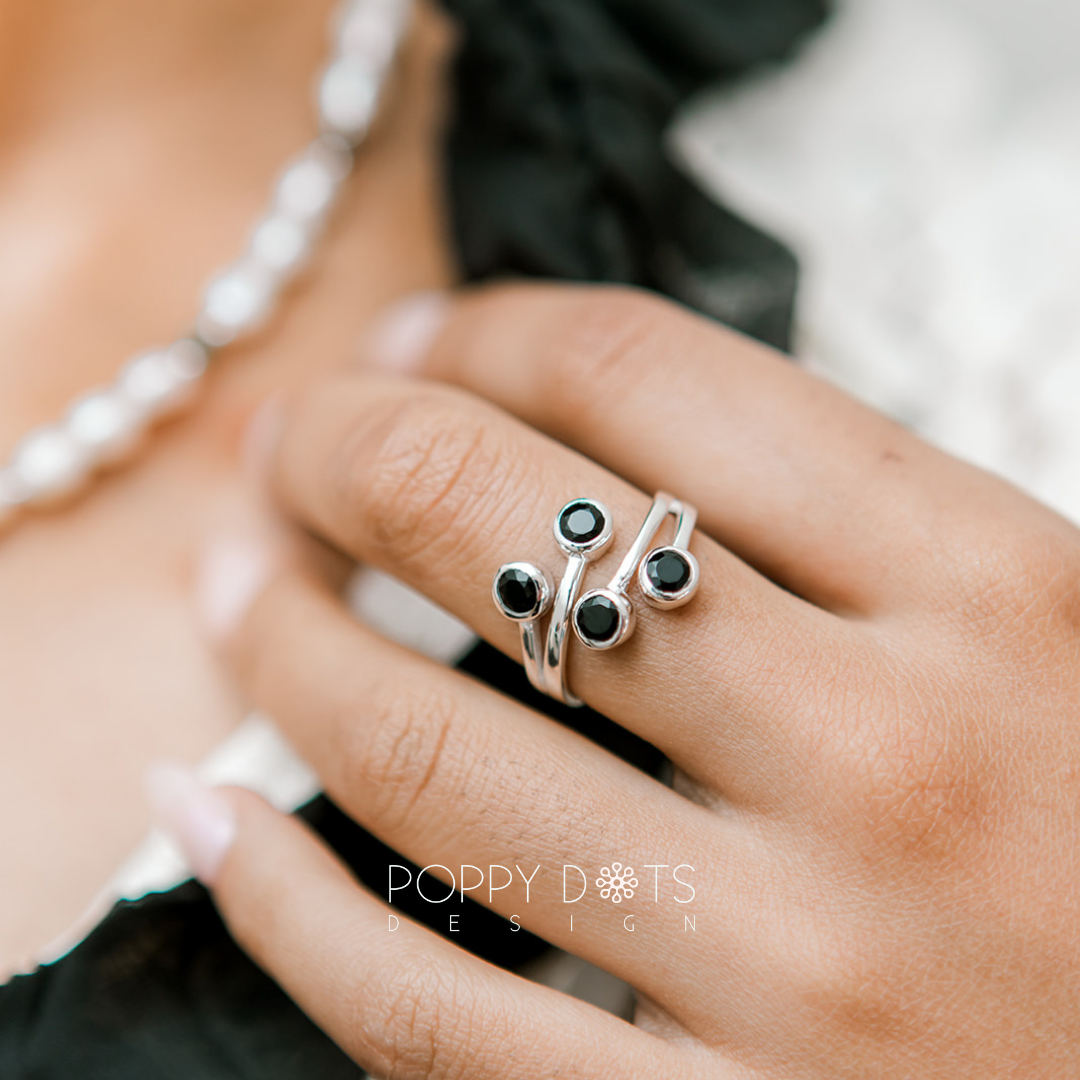 Sterling Silver Modern Black Onyx Ring