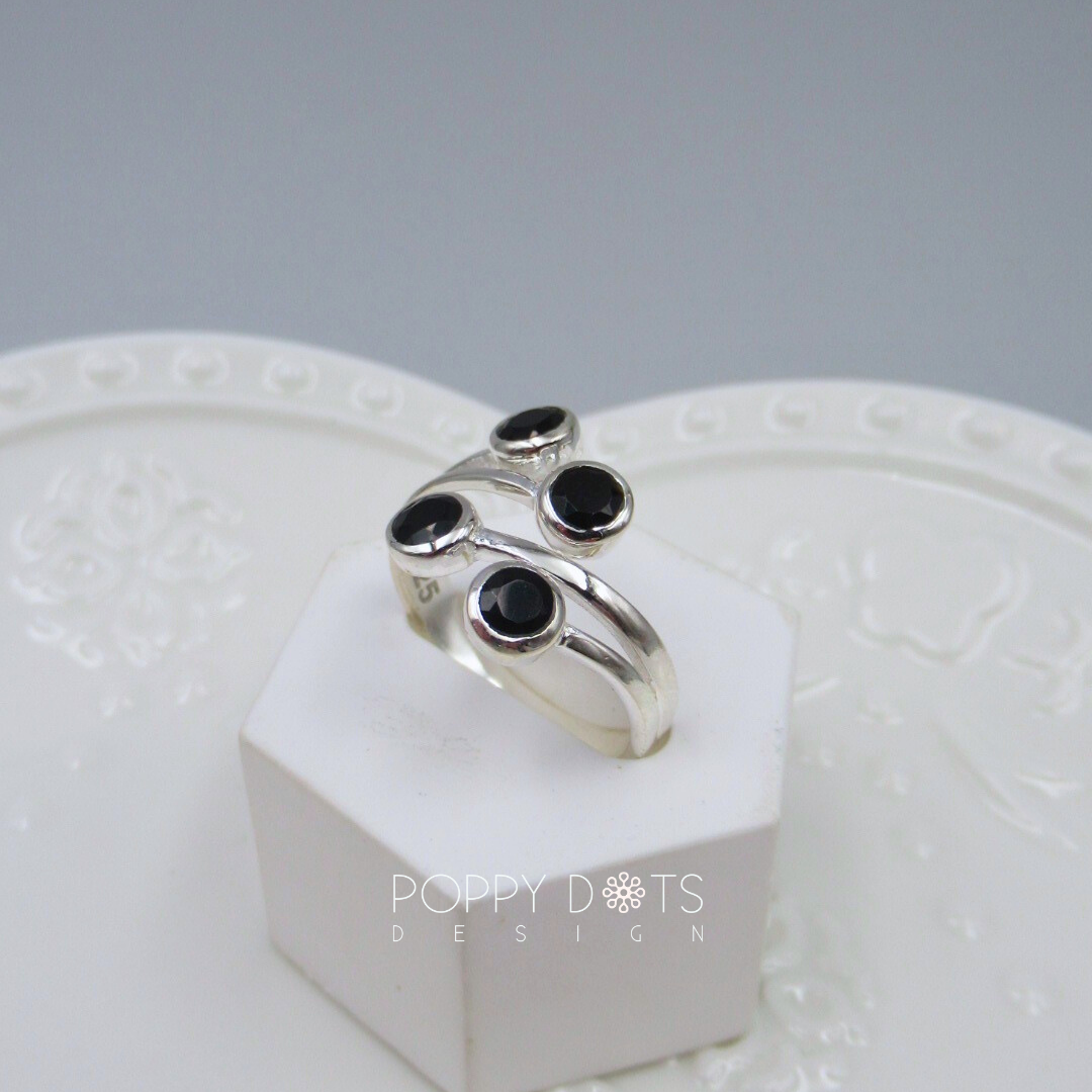 Sterling Silver Modern Black Onyx Ring
