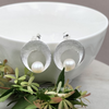 Sterling Silver Modern Brushed Pearl Studs