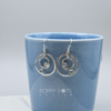 Sterling Silver Modern Double Circle Blue Topaz and Moonstone Earrings