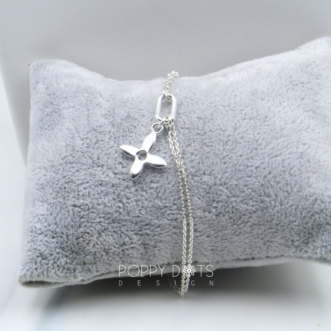 Sterling Silver Modern Flower Bracelet
