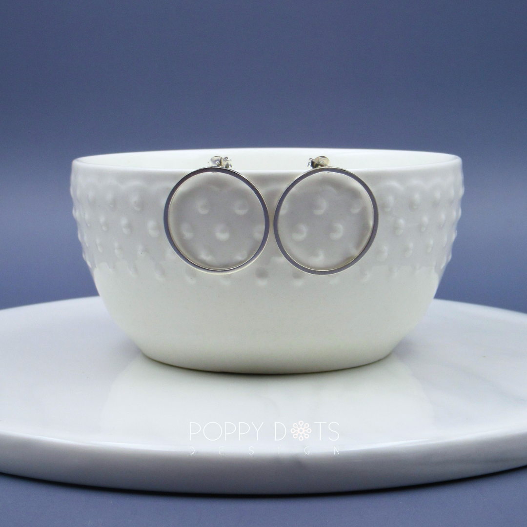 Sterling Silver Modern Open Circle Stud Earrings
