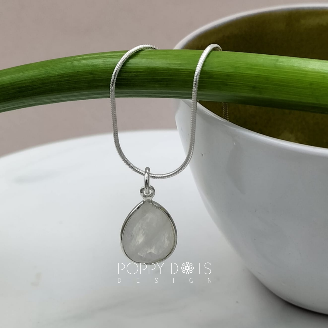 Sterling Silver Moonstone Teardrop Pendant