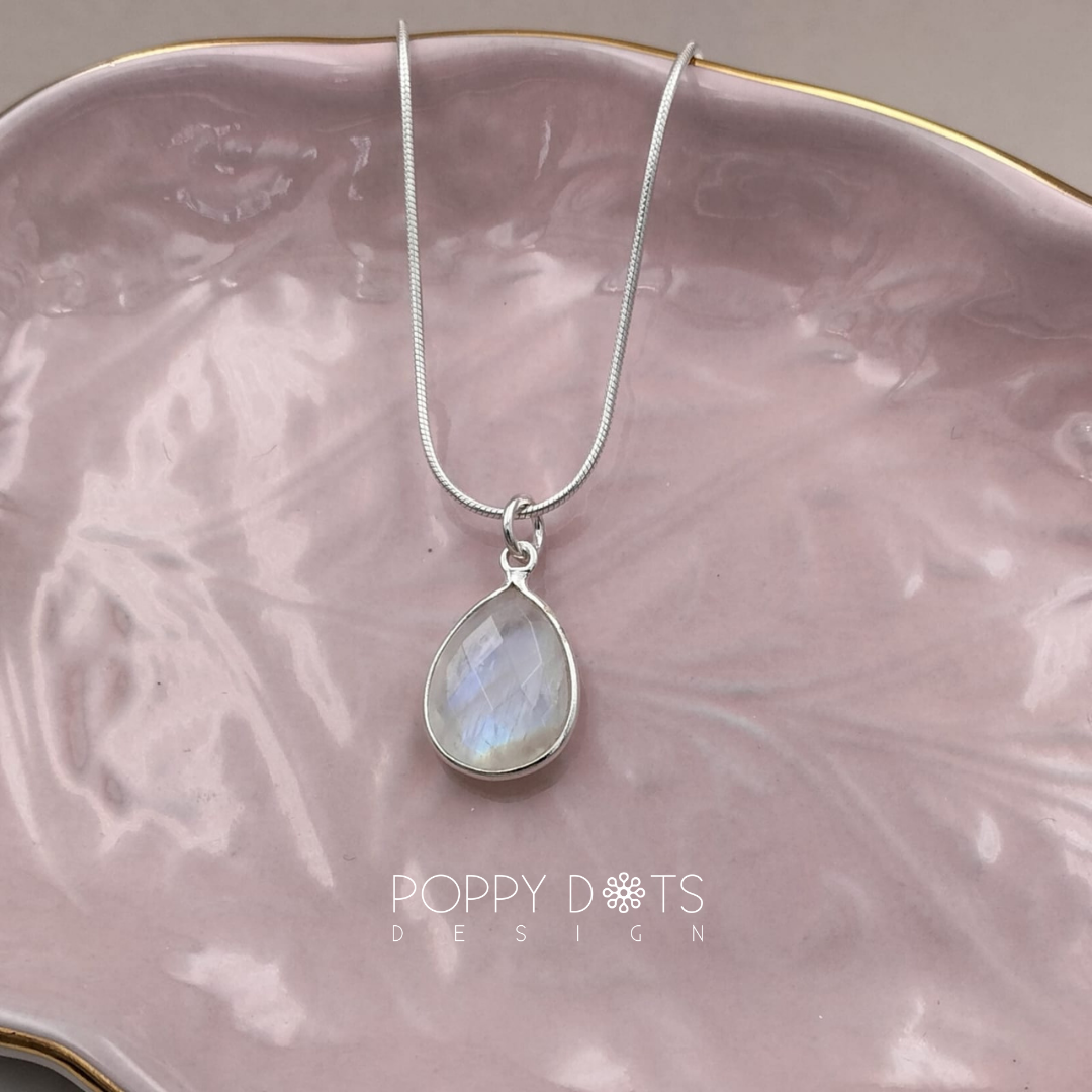 Sterling Silver Moonstone Teardrop Pendant