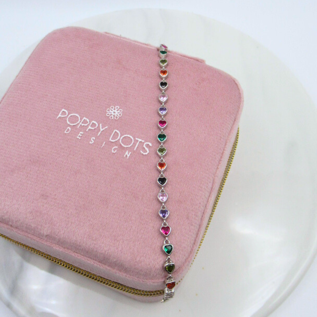 Sterling Silver Multicolour Zirconia Heart Bracelet