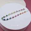 Sterling Silver Tube Set Multicoloured Round Zirconia Bracelet
