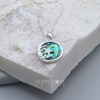 Sterling Silver Ocean Scene Shell Disk Pendant