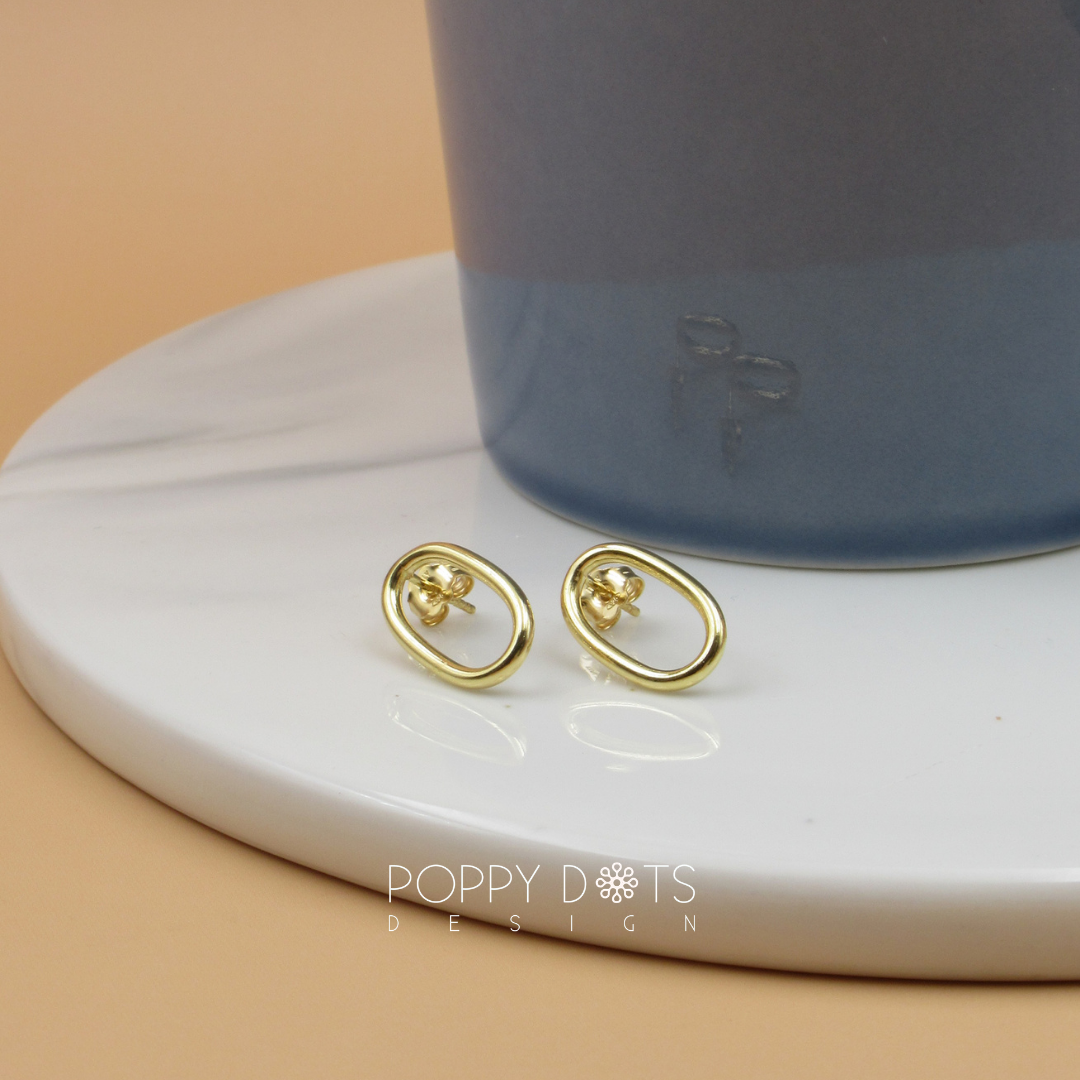 Sterling Silver Gold Plated Open Oval Studs