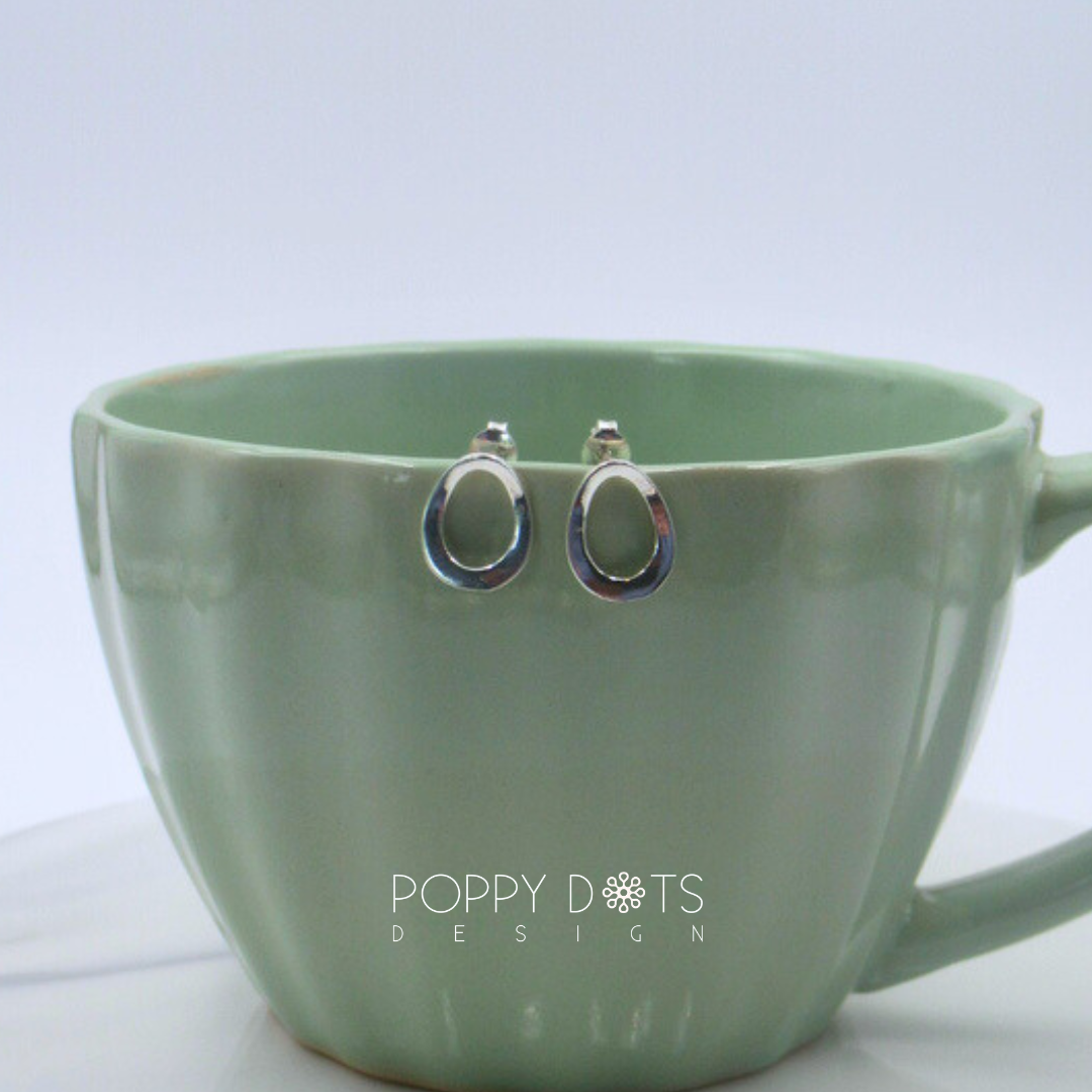 Sterling Silver Open Oval Studs