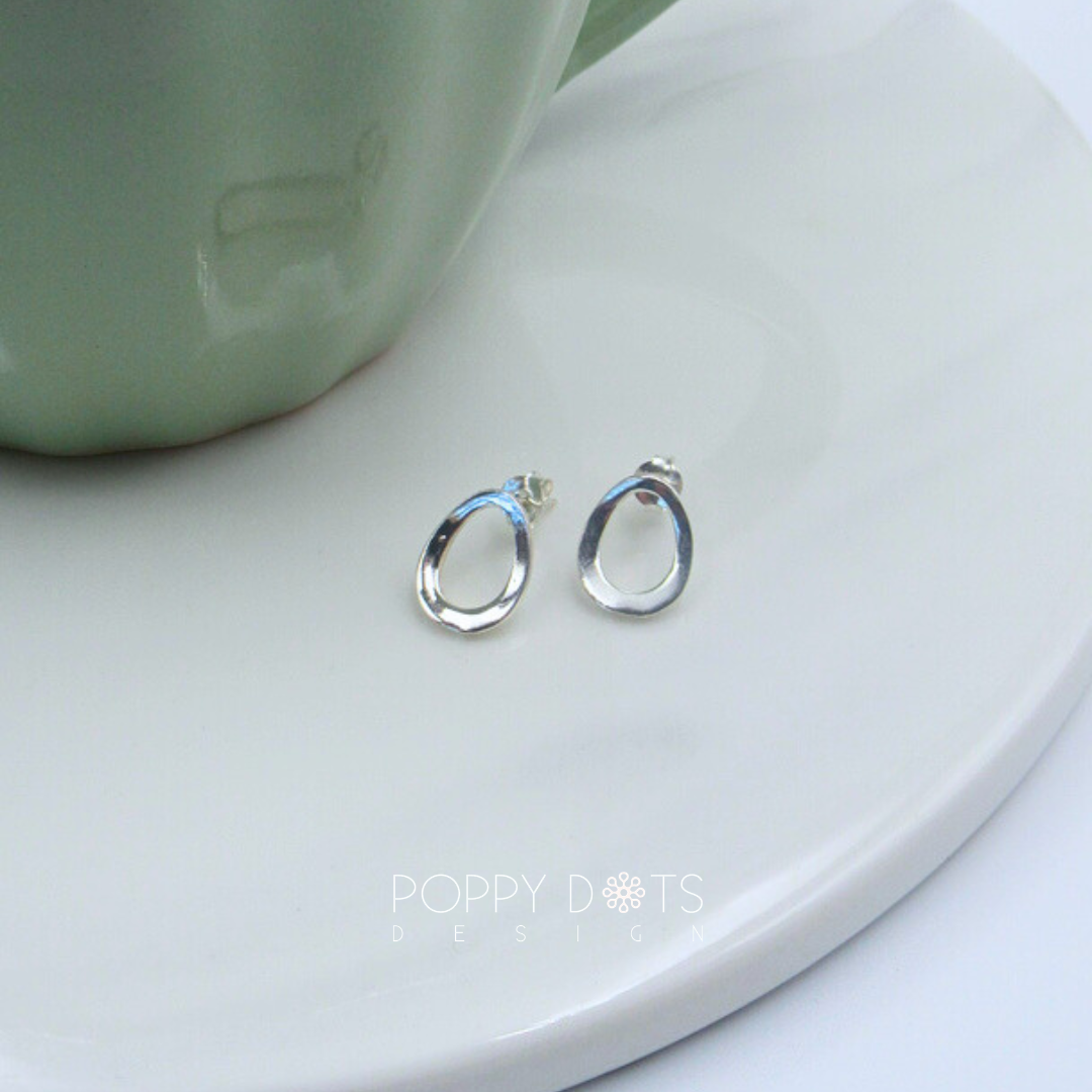 Sterling Silver Open Oval Studs