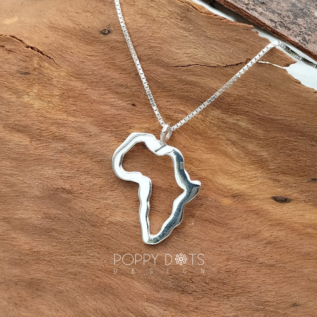 Sterling Silver Outlined Africa Pendant