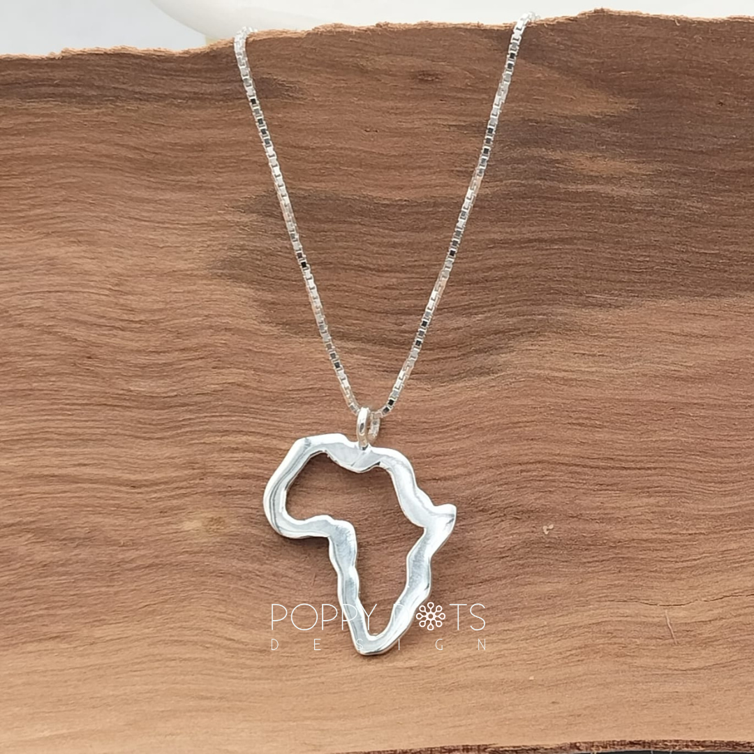 Sterling Silver Outlined Africa Pendant