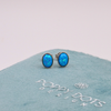 Sterling Silver Oval Blue Gilson Opal Stud Earrings