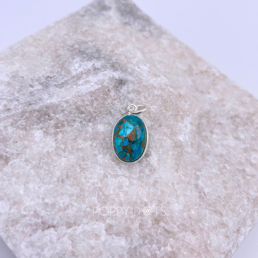 Sterling Silver Oval Copper Turquoise Pendant