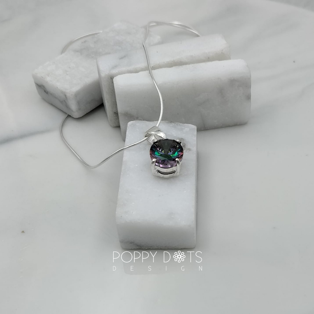 Sterling Silver Oval Mystic Topaz Pendant