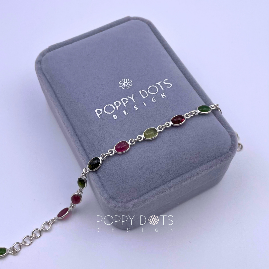 Sterling Silver Oval Tourmaline Bracelet