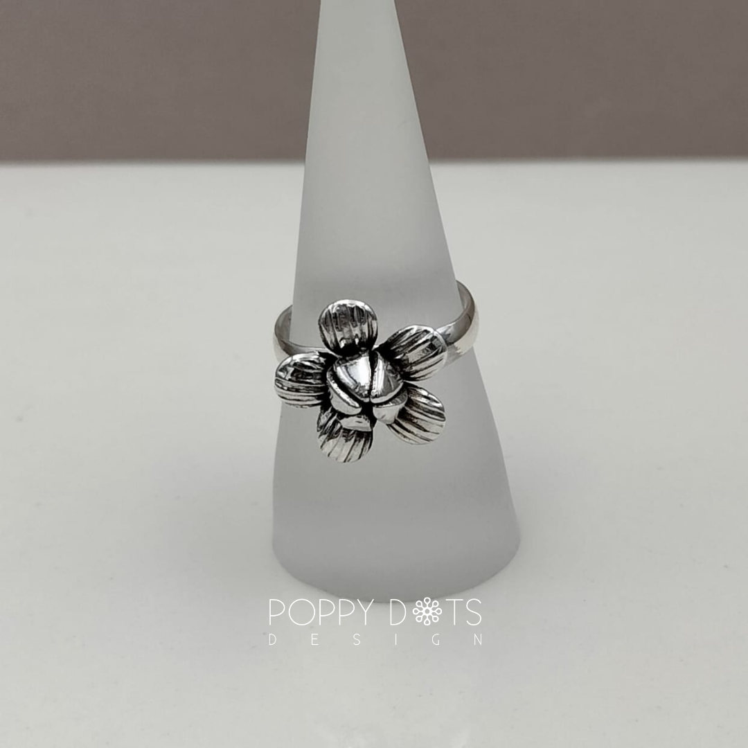 Sterling Silver Oxidised Ocean Daisy Ring