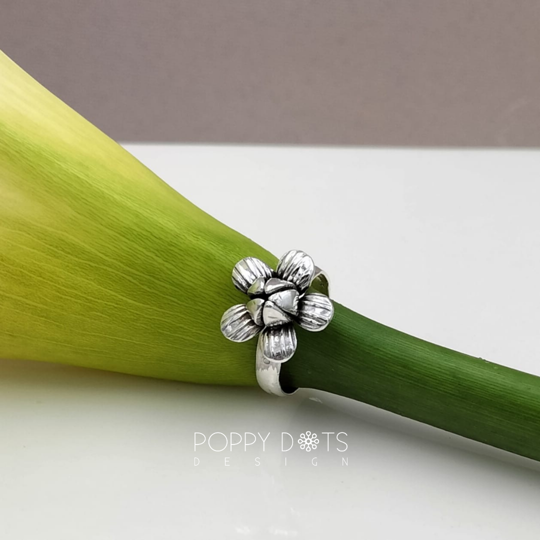 Sterling Silver Oxidised Ocean Daisy Ring