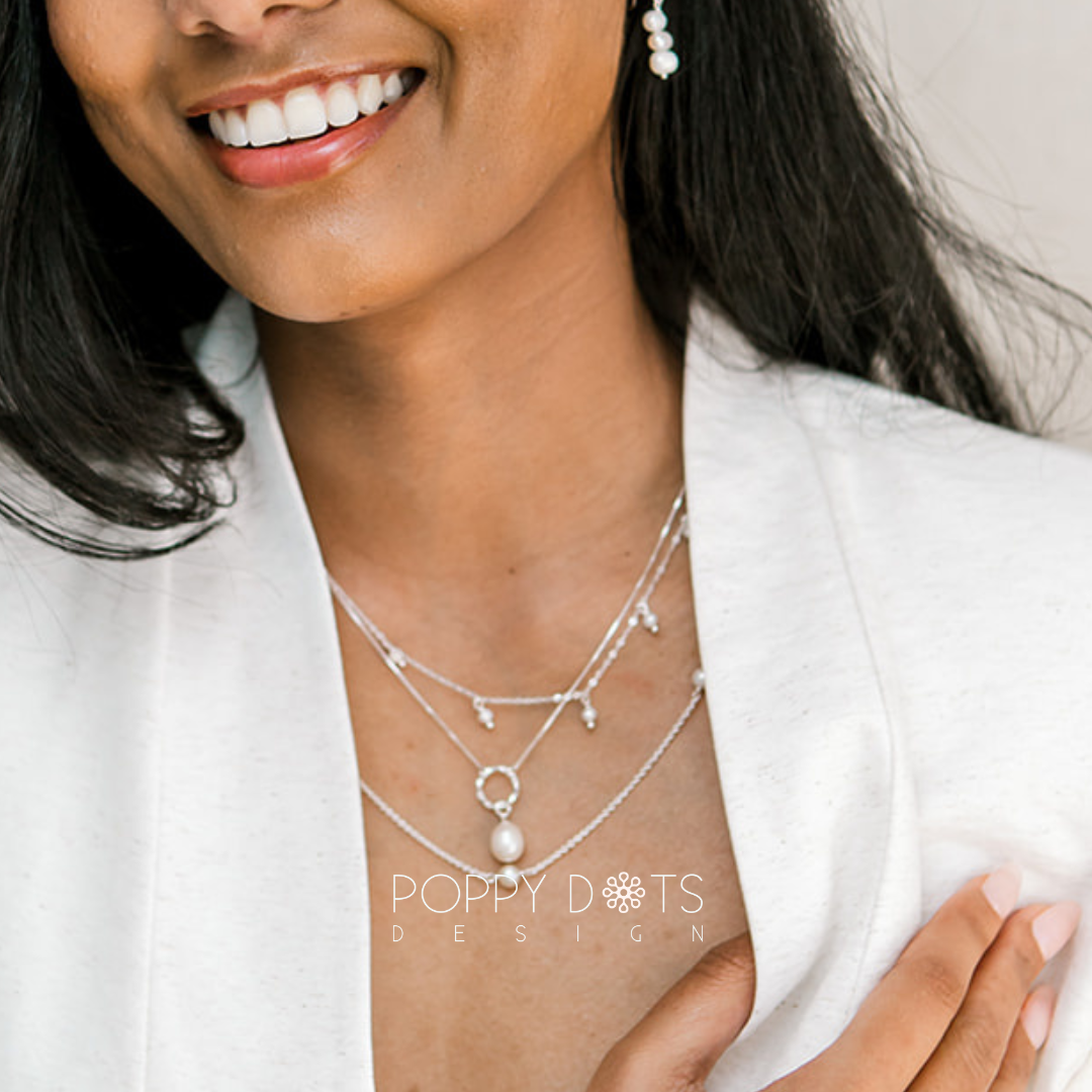 Sterling Silver Eternity Freshwater Pearl Necklace