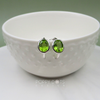Sterling Silver Oval Peridot Hoop Studs