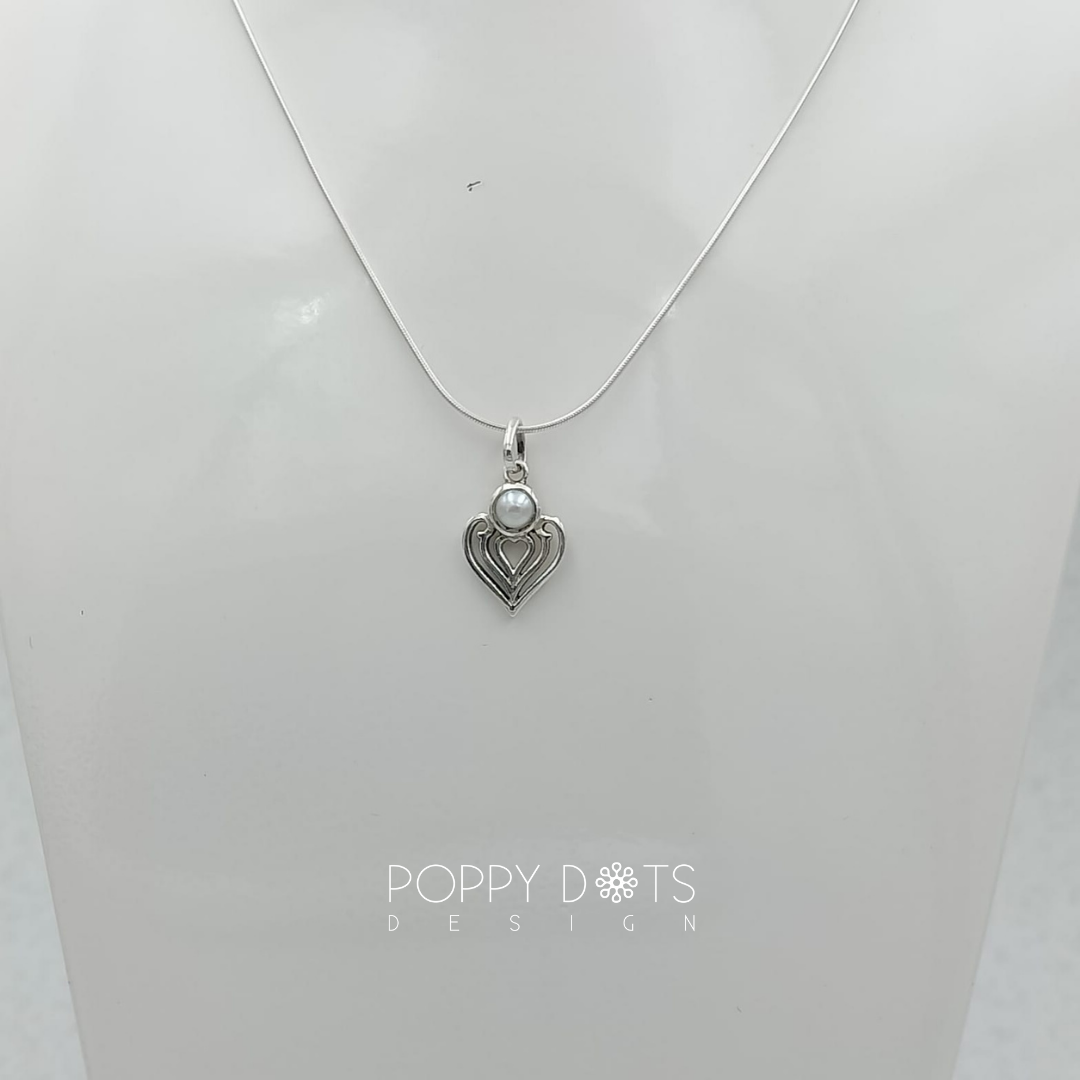 Sterling Silver Petite Heart Pearl Pendant