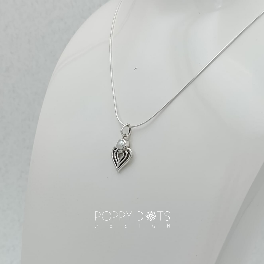 Sterling Silver Petite Heart Pearl Pendant