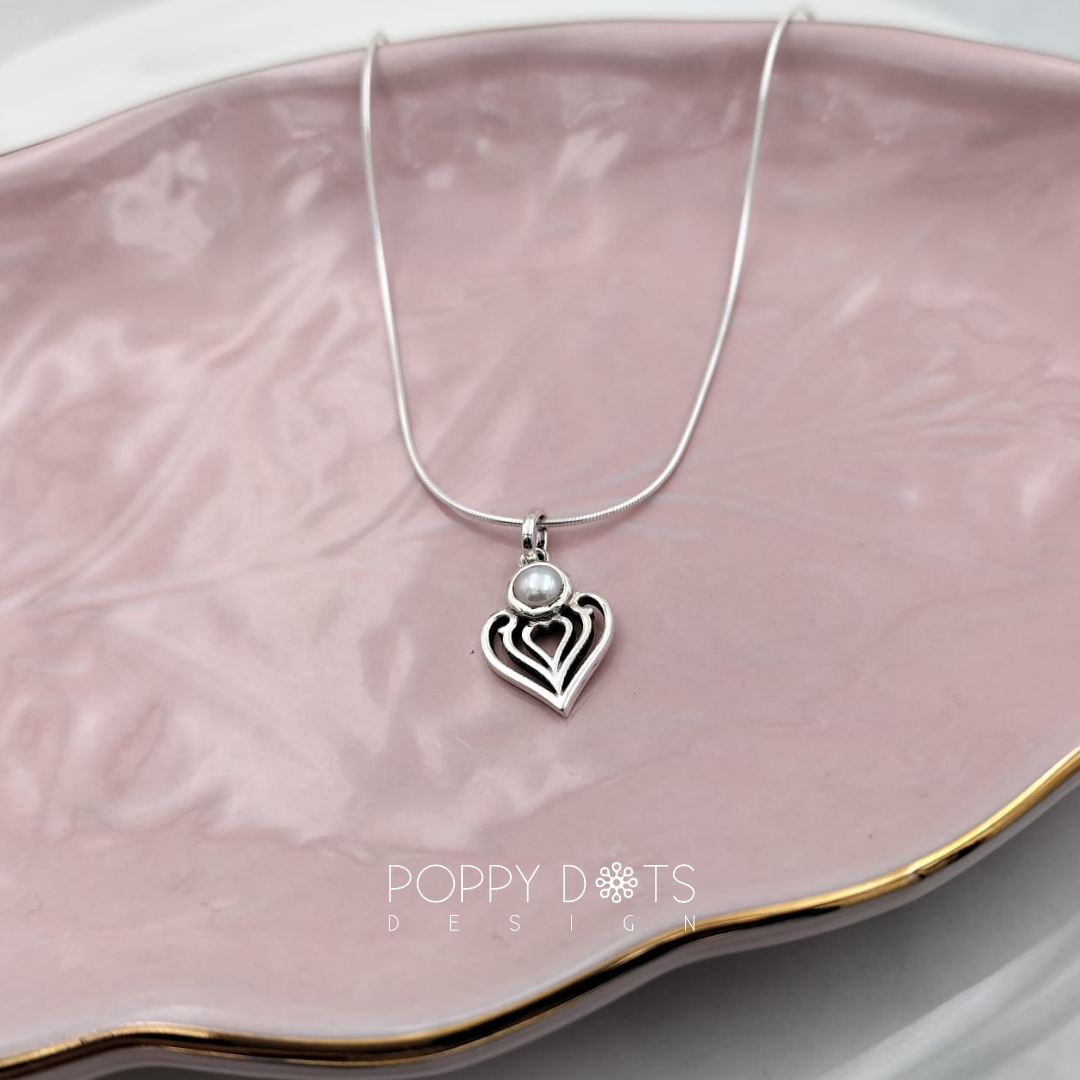 Sterling Silver Petite Heart Pearl Pendant