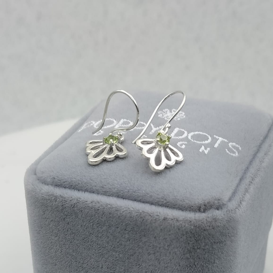 Sterling Silver Petite Petals Peridot Earrings