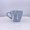 Sterling Silver Hoops with light Pink Pearl Earrings