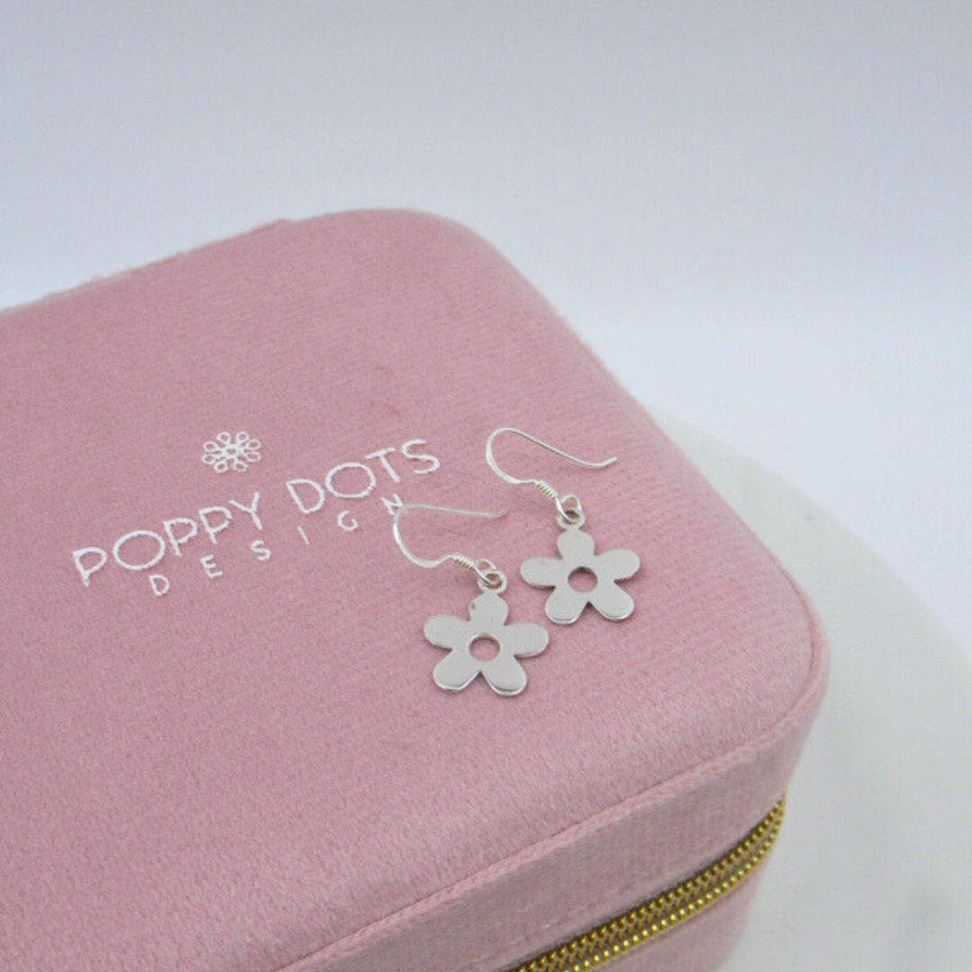 Sterling Silver Polished Daisy Earrings