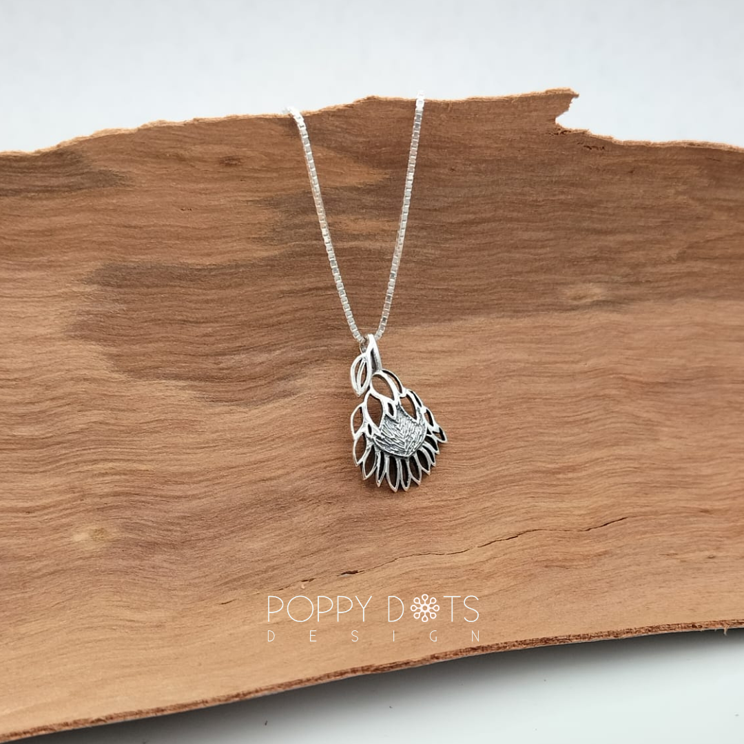 Sterling Silver Protea Pendant