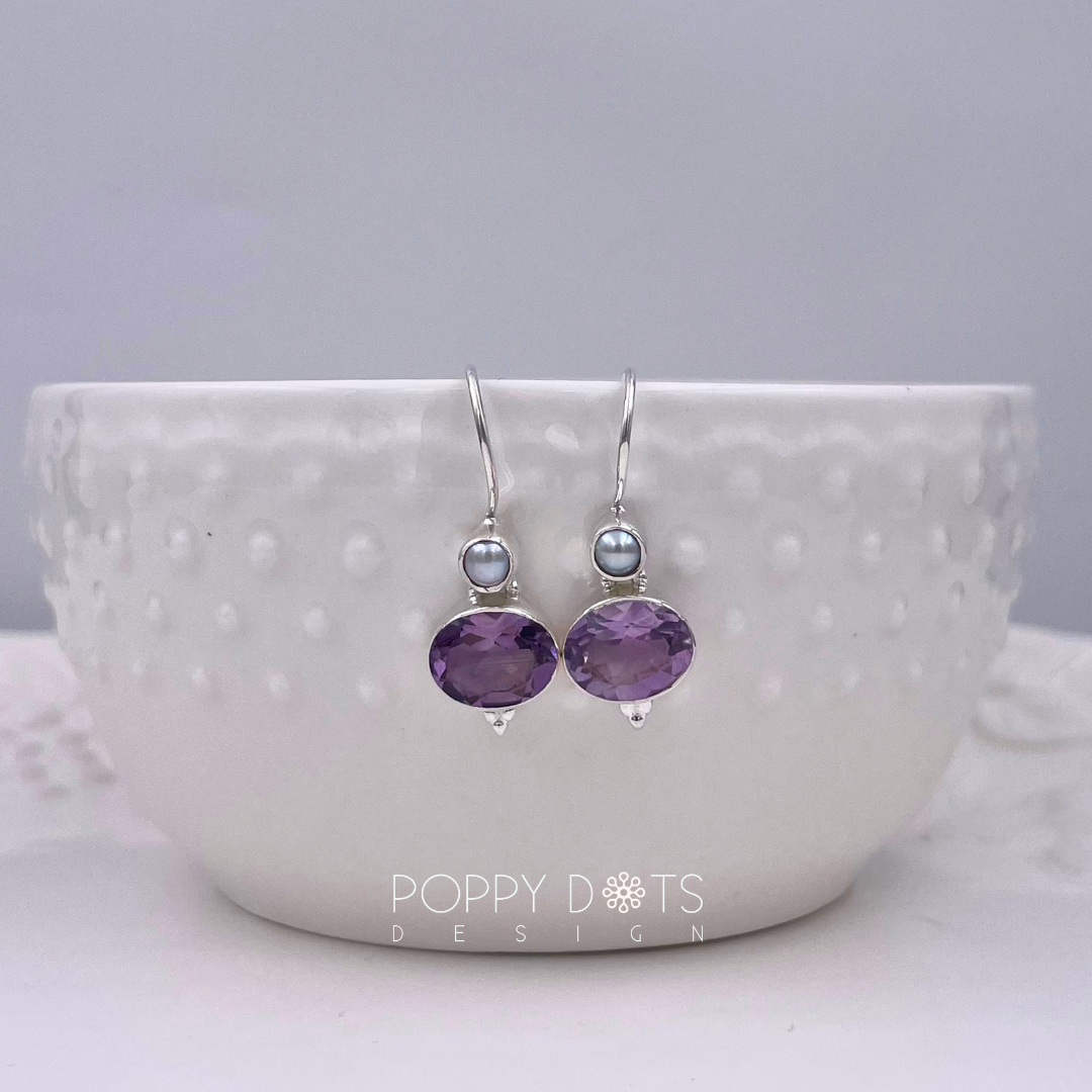 Sterling Silver Exquisite Purple Amethyst Earrings