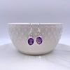 Sterling Silver Oval Purple Amethyst Earrings