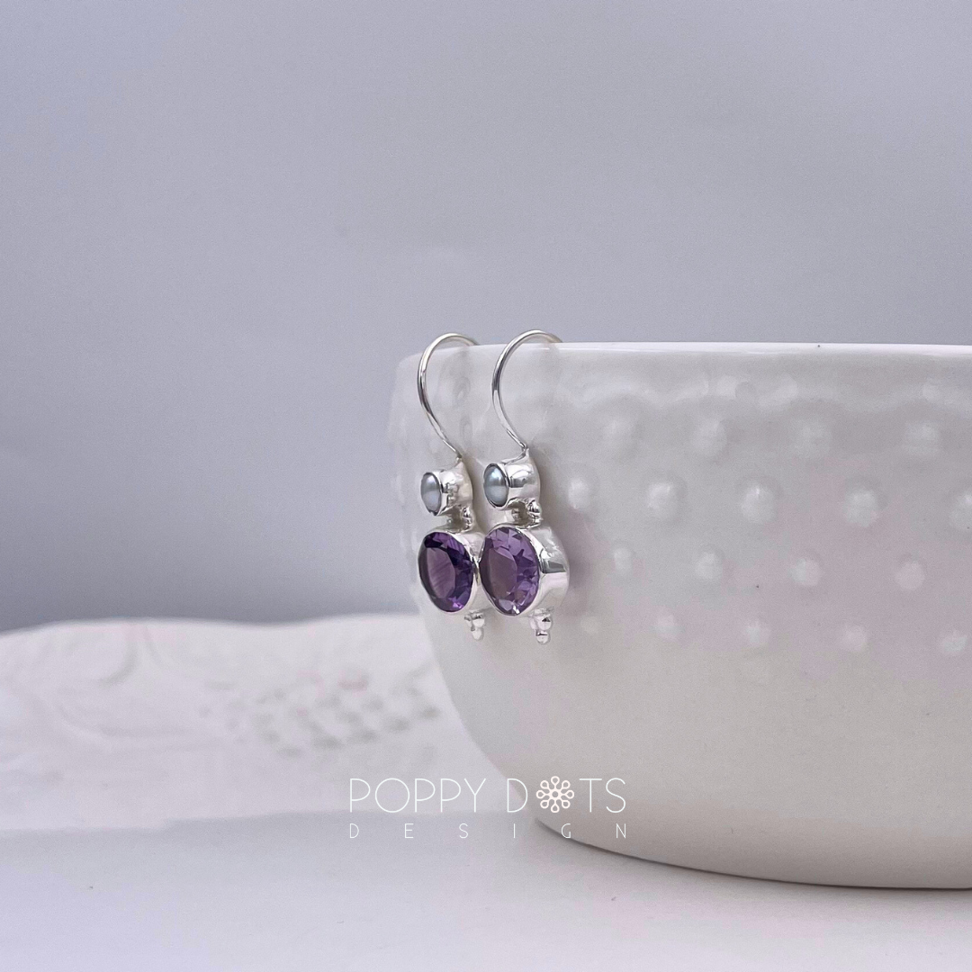 Sterling Silver Exquisite Purple Amethyst Earrings