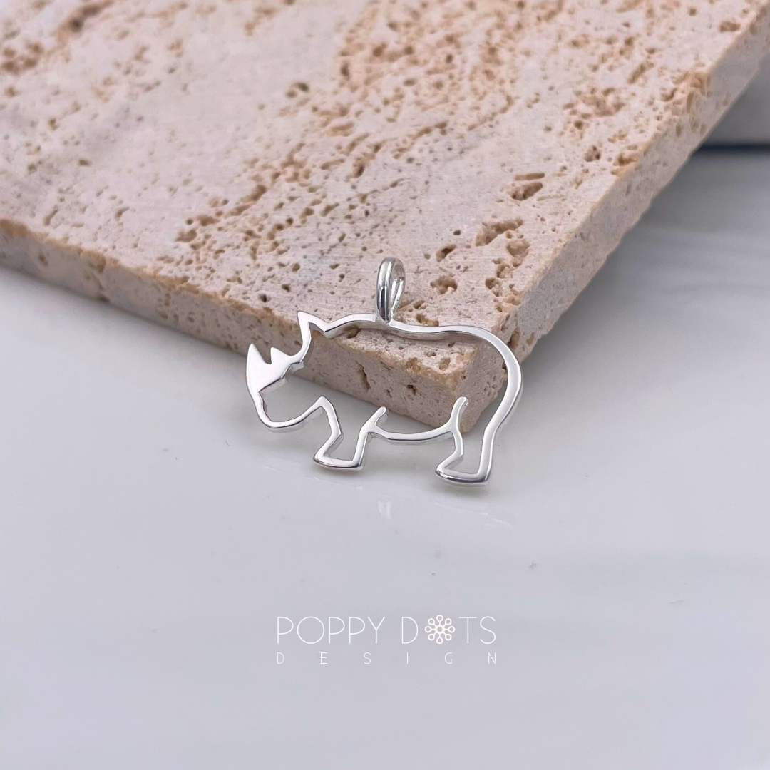 Sterling Silver Rhino Pendant