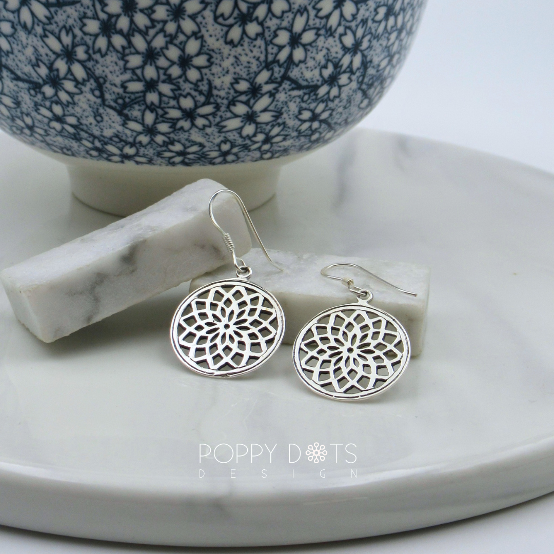 Sterling Silver Rosette Filigree Earrings