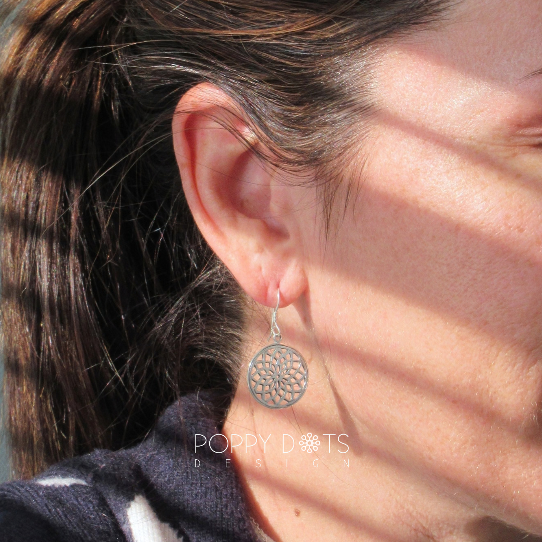 Sterling Silver Rosette Filigree Earrings
