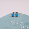 Sterling Silver Round Blue Gilson Opal Stud Earrings