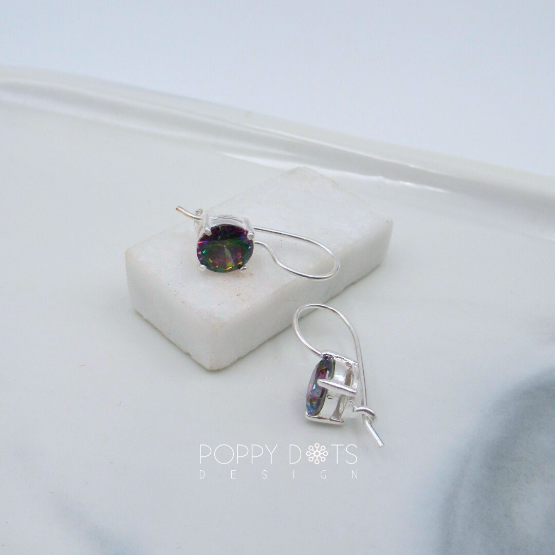 Sterling Silver Round Mystic Topaz Closed Hook earrings