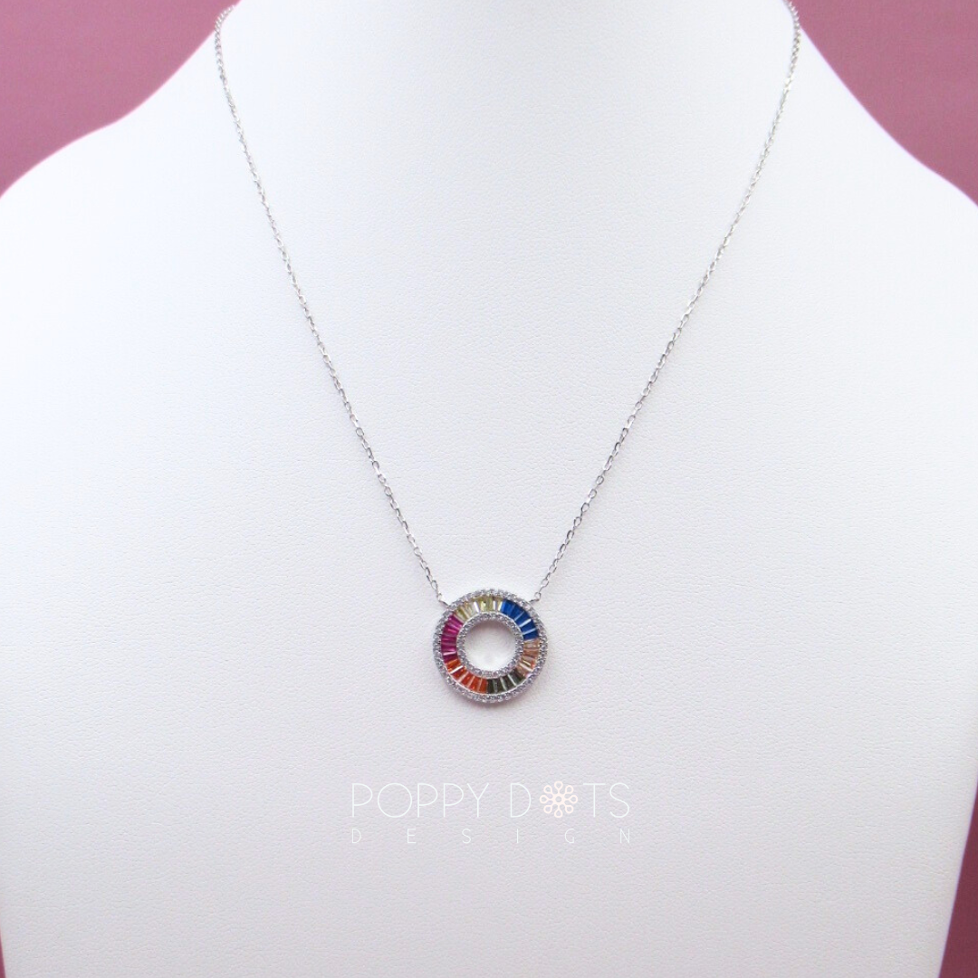 Sterling Silver Multicoloured Zirconia Joy Necklace