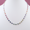 Sterling Silver Tube Set Multicoloured Round Zirconia Necklace