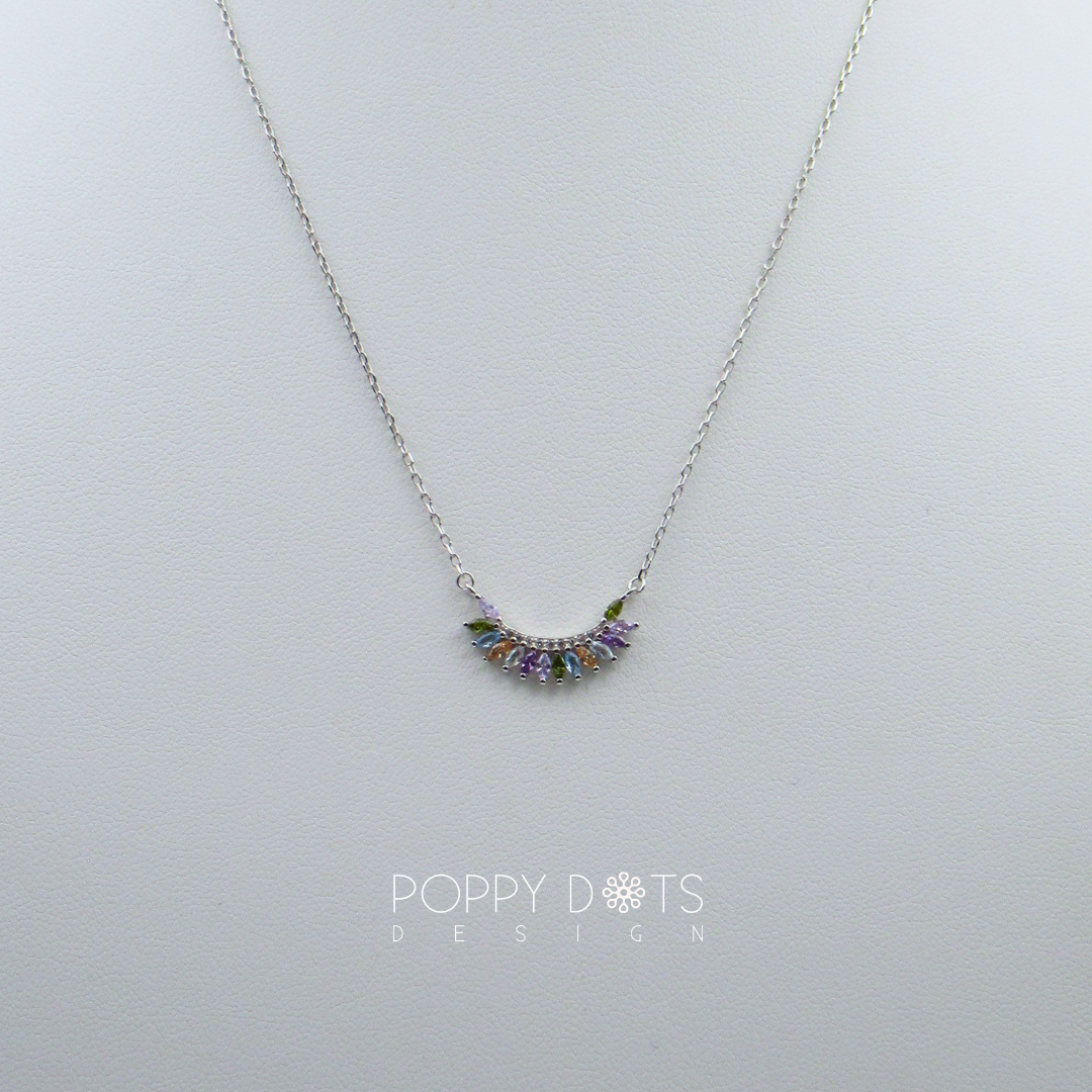 Sterling Silver Pastel Marquise Zirconia Cascade Necklace