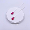 Sterling Silver Teardrop Rubellite Threader Earrings