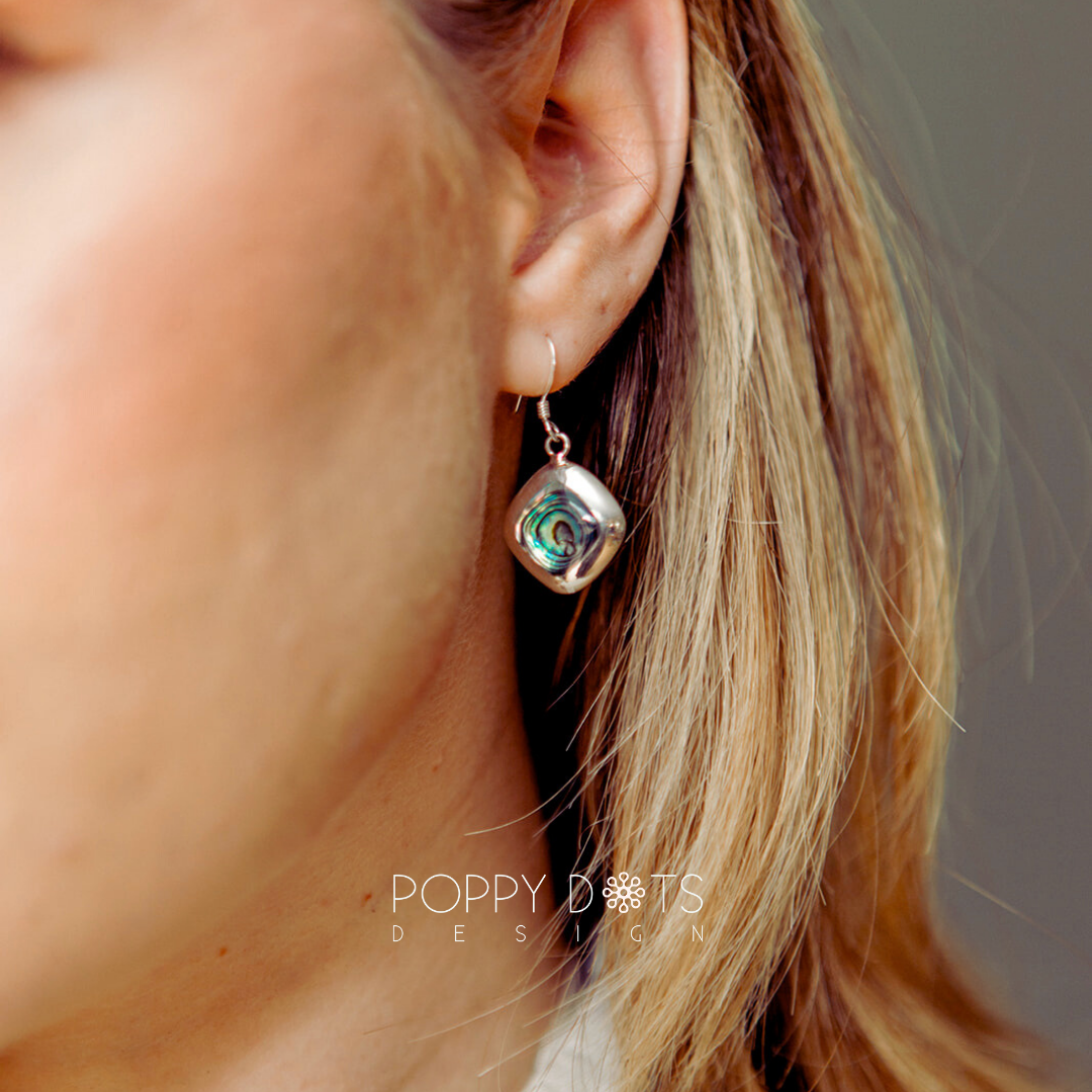 Sterling Silver Square Shell Earrings