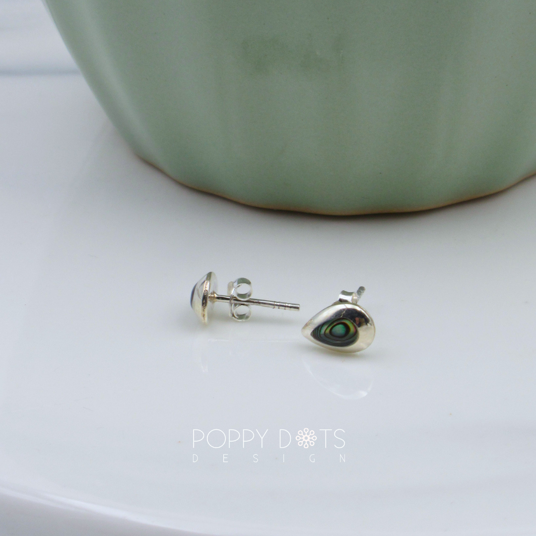 Sterling Silver Teardrop Shell Studs