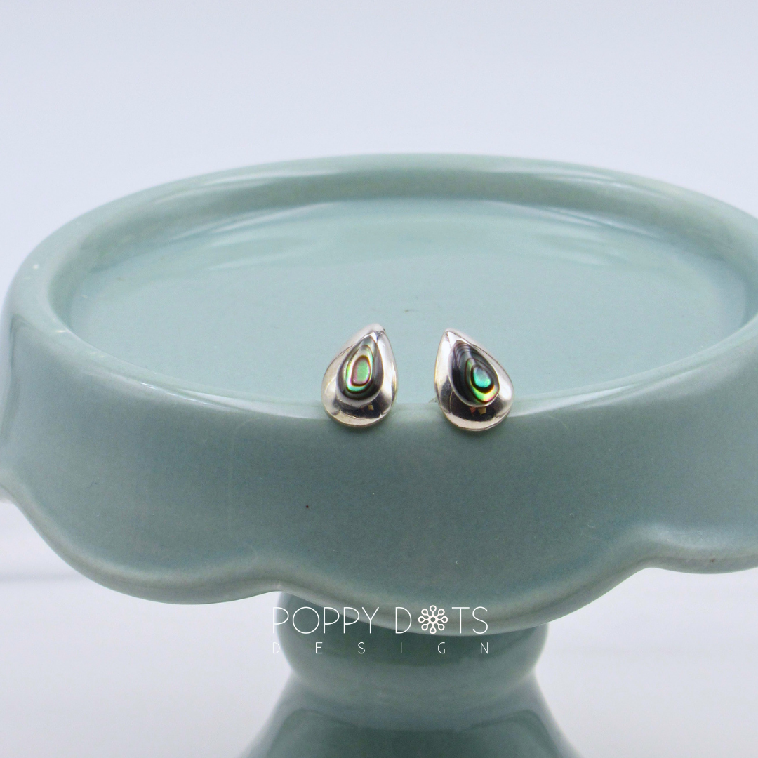 Sterling Silver Teardrop Shell Studs
