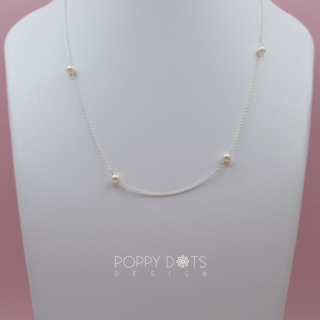 Sterling Silver Six Pearl Necklace