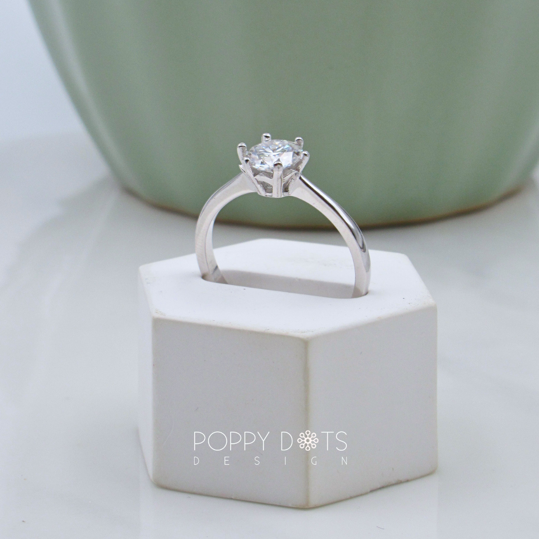 Sterling Silver 1ct Moissanite Solitaire Ring